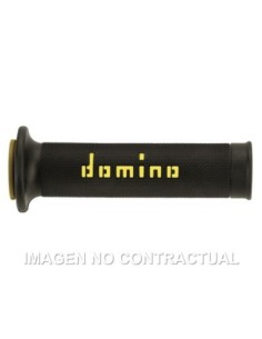Puños Domino On Road Negro - Amarillo Abiertos D 22 mm L 120-125 mm