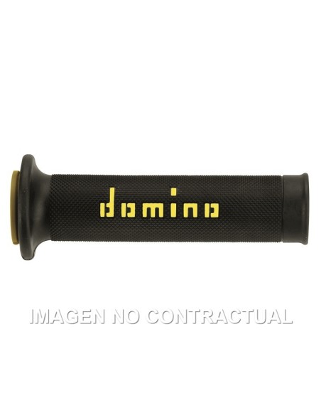 Puños Domino On Road Negro - Amarillo Abiertos D 22 mm L 120-125 mm