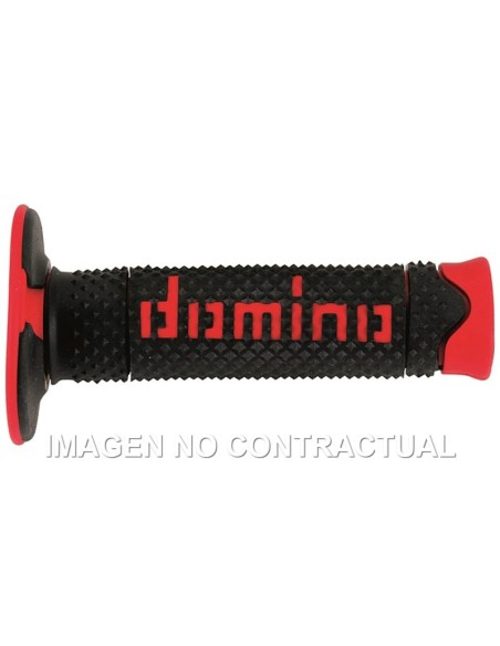 Puños Domino DSH OFF Road Negro - Rojo Cerrados D 22 mm L 120 mm