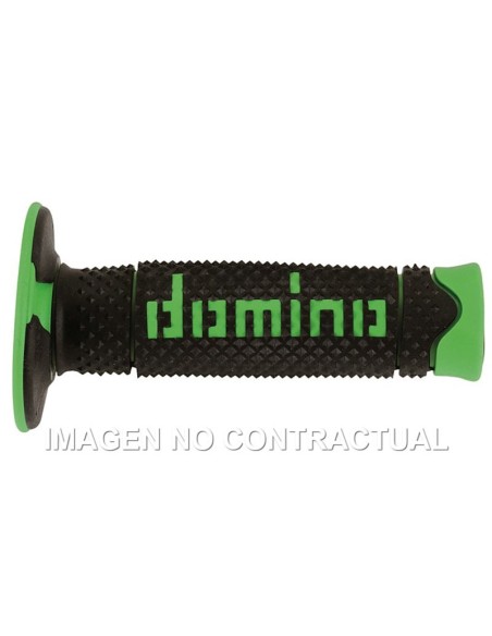 Puños Domino DSH OFF Road Negro - Verde Cerrados D 22 mm L 120 mm