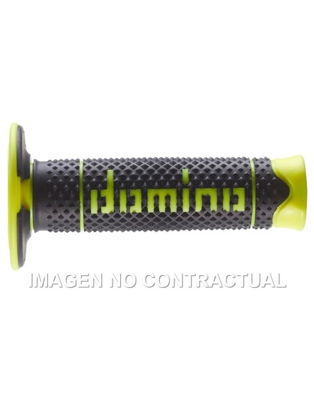 Puños Domino DSH OFF Road Negro - Amarillo Fluor Cerrados D 22 mm L 120 mm