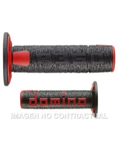 Puños Domino OFF Road RPS Negro - Rojo Cerrados D 22 mm L 120 mm