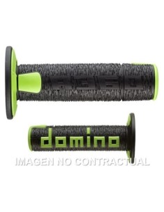Puños Domino OFF Road Rps Negro - Verde Cerrados D 22 mm L 120 mm