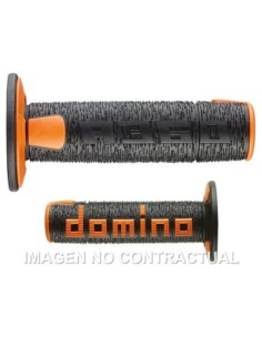 Puños Domino OFF Road RPS Negro - Naranja Cerrados D 22 mm L 120 mm