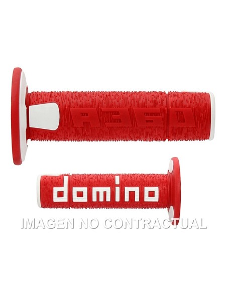 Puños Domino OFF Road RPS Rojo / Blanco Cerrados D 22 mm L 120 mm
