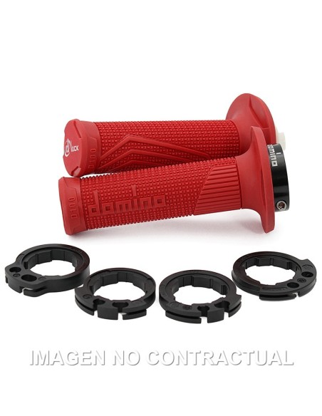 Puños Domino D100 OFF Road Color Rojo D-Lock con sistema de fijación «Lock On»