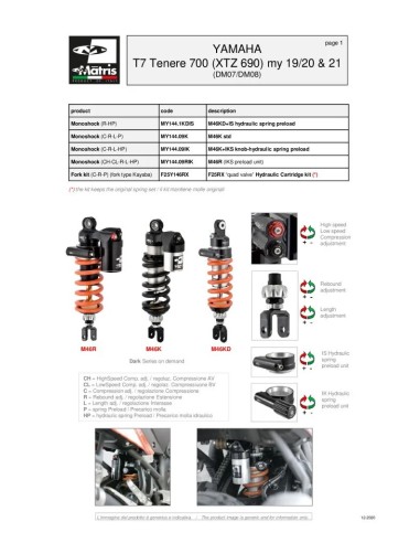 amortiguador trasero matris yamaha tenere 700 my144 09rk