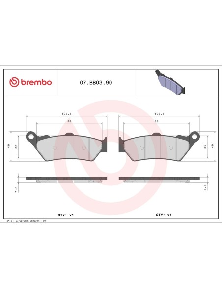 BREMBO 07BB0390 Juego de pastillas de freno