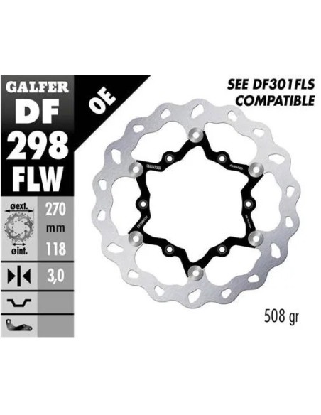 disco freno moto galfer wave flotante 270x3mm df29