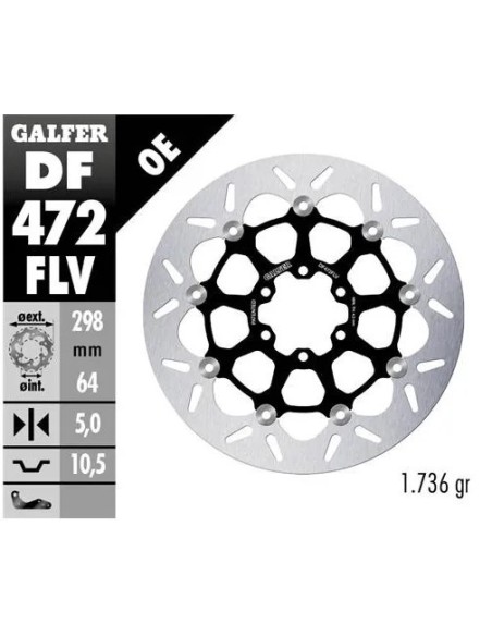 disco freno moto galfer wave flotante 298x5mm df47