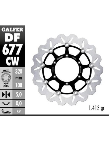 disco freno moto galfer wave flotante completo df6
