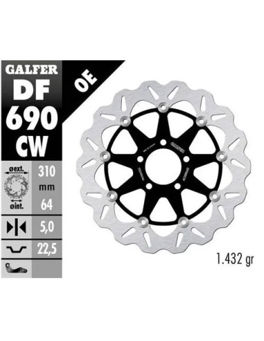 disco freno moto galfer wave flotante completo df6