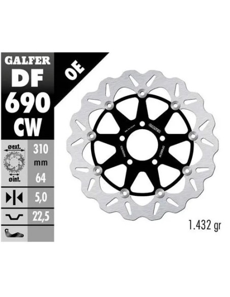 disco freno moto galfer wave flotante completo df6