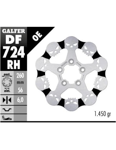 disco freno moto galfer skull design fijo df724rh