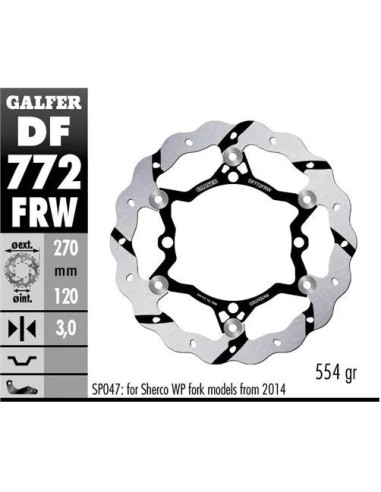disco freno moto galfer wave flotante derecho df77