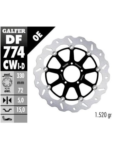 disco freno moto galfer wave flotante completo der