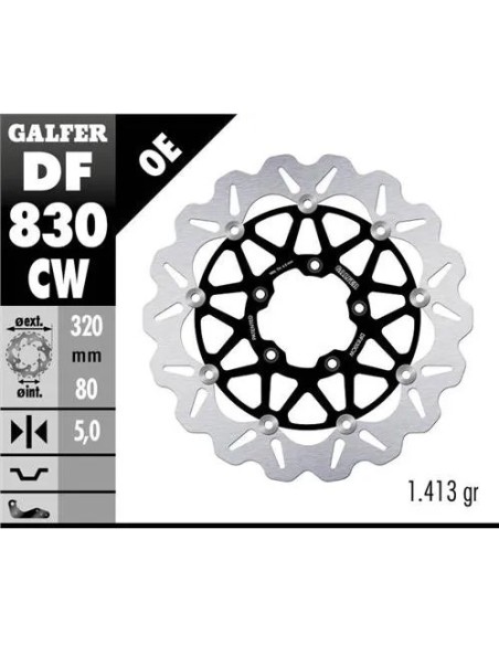disco freno moto galfer wave flotante completo df8
