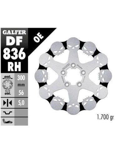 disco freno moto galfer skull design fijo df836rh