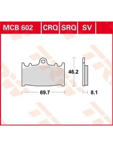pastillas de freno delantero moto trw mcb602sv