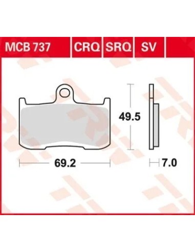 pastillas de freno delantero moto trw mcb737sv