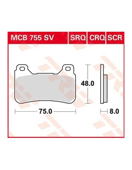 pastillas de freno delantero moto trw mcb755sv