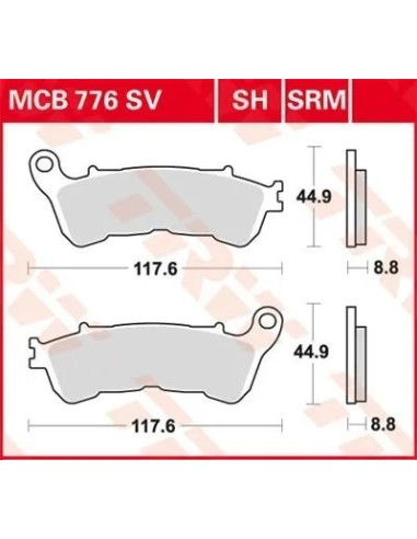 pastillas de freno delantero moto trw mcb776sv