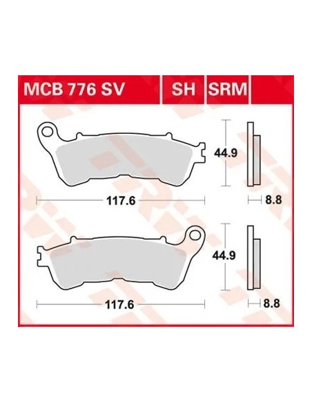 pastillas de freno delantero moto trw mcb776sv