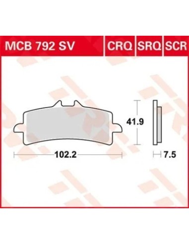 pastillas de freno delantero moto trw mcb792sv