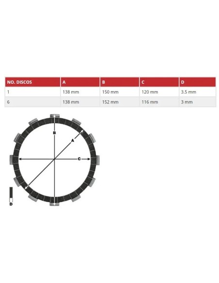 juego discos embrague moto hyosung aquila trw mcc540 7