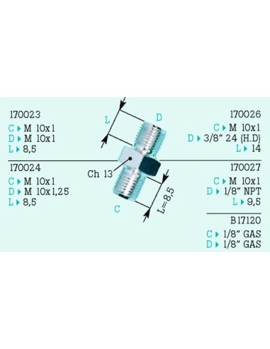 adaptador m10x1 cromado frentubo 170027cr