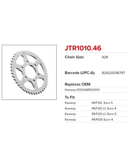 corona moto jt sprockets de acero de 46 dientes jtr1010 46