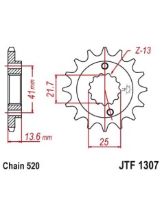 pinon de moto jt sprockets de acero de 14 dientes jtf1307 14 2