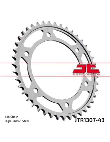corona moto jt sprockets de acero de 43 dientes jtr1307 43