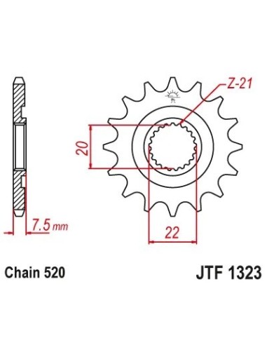 pinon de moto jt sprockets acero 14 dientes p 520 jtf1323 14