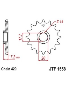 pinon yamaha yz 65 14 dientes jt sprockets jtf1558 14 2