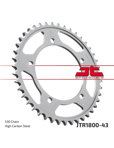 corona moto jt sprockets de acero de 43 dientes jtr1800 43