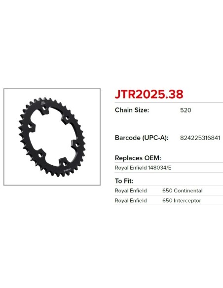 corona moto jt sprockets de acero de 38 dientes jtr2025 38