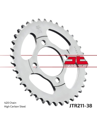 corona moto jt sprockets de acero de 38 dientes jtr211 38