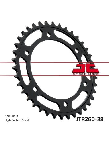 corona moto jt sprockets de acero de 38 dientes jtr260 38