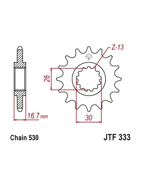 pinon con goma 15 dientes jt sprockets jtf333 15rb