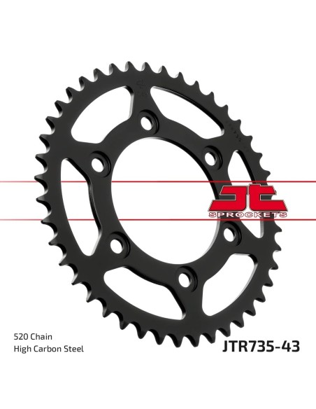 corona moto jt sprockets de acero de 43 dientes jtr735 43