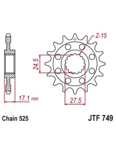 pinon ducati v4 15 dientes con goma jtf749 15rb 2