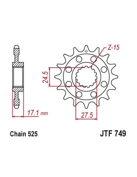 pinon ducati v4 15 dientes con goma jtf749 15rb