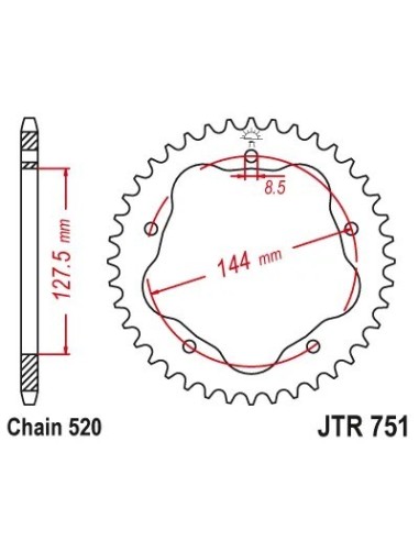 corona dual moto twinstar 520 jt sprockets 52 dientes 75136aljts