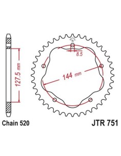 corona de aluminio jt sprockets moto 40 dientes p 520 75140aljts