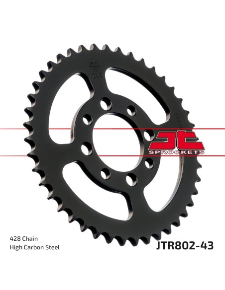corona moto jt sprockets de acero de 43 dientes jtr802 43