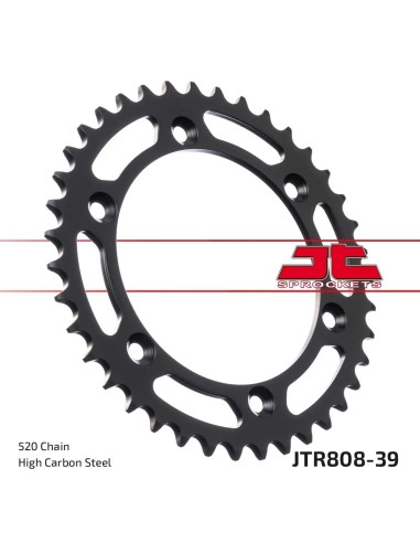 corona moto jt sprockets de acero de 39 dientes jtr808 39