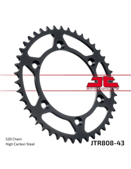 corona moto jt sprockets de acero de 43 dientes jtr808 43