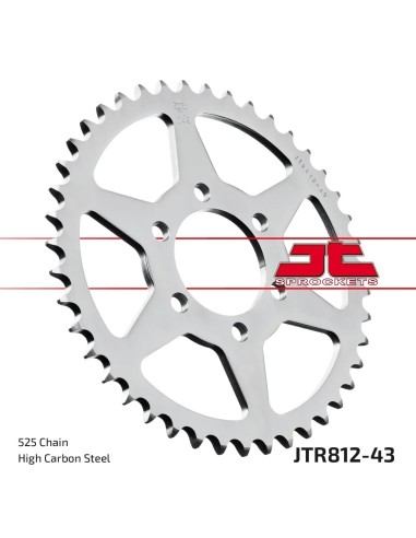 corona moto jt sprockets de acero de 43 dientes jtr812 43