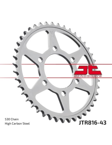 corona moto jt sprockets de acero de 43 dientes jtr816 43